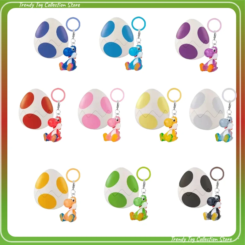 Colgante de Huevo Yoshi de Super Mario Gashapon Original de Bandai, Llavero de Yoshi Colorido para Bolsos, Figura Coleccionable de Anime, Juguete de Regalo