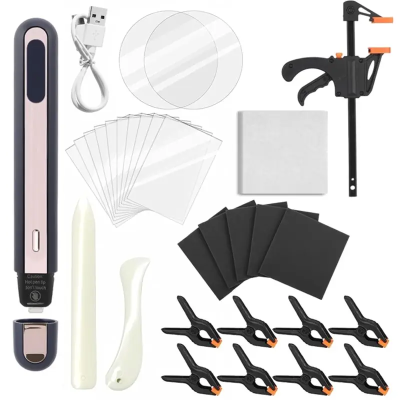 

Premium-Thermal Pen With Heat Paper- Trading Card Flattening& Cleaning Kit, Clear Vinyl& Acrylic Sheets, Plastic Clamps, Sponge