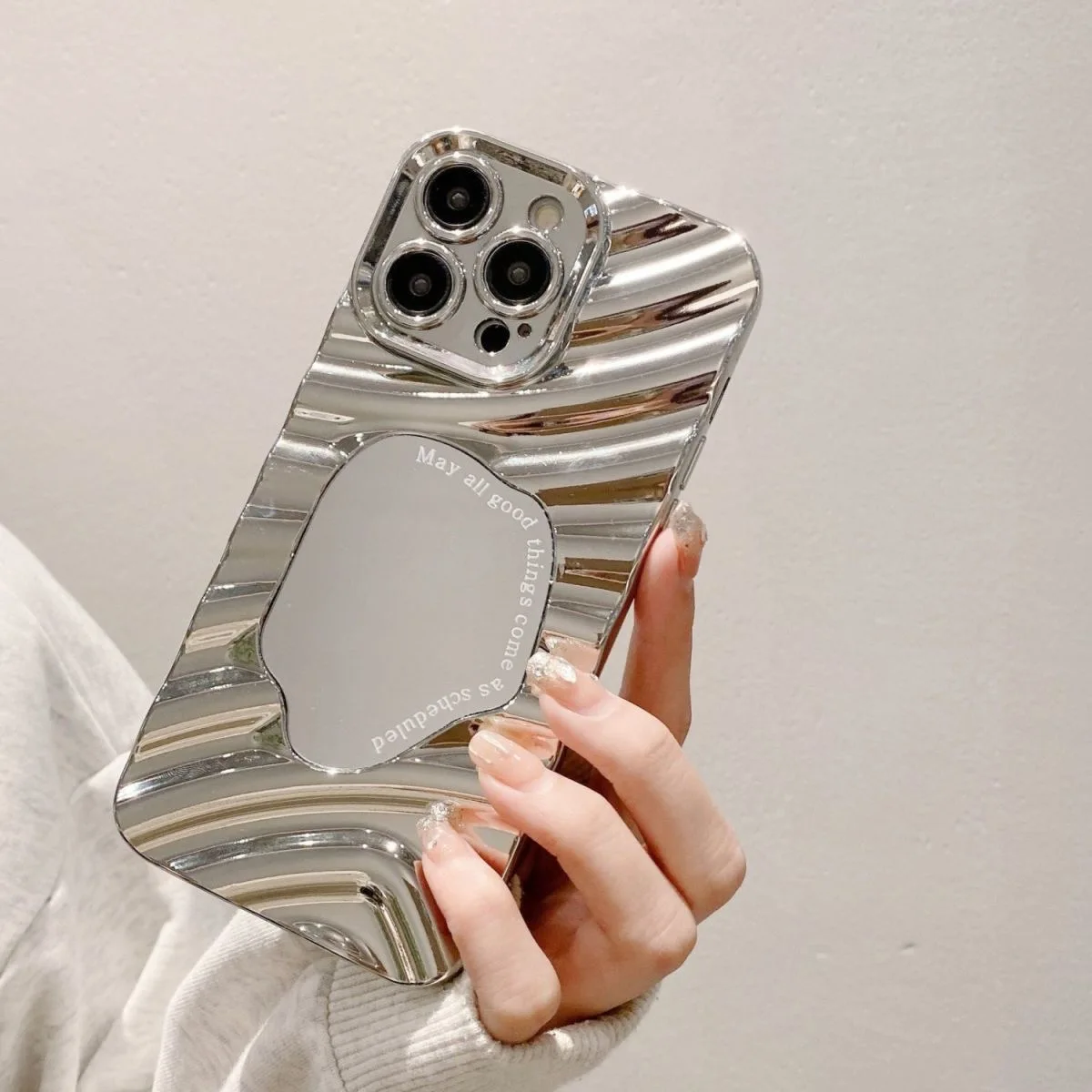 الفاخرة تصفيح مرآة متموجة قضية الهاتف آيفون 17 برو ماكس 16 15 14 13 12 11 الهواء لينة للصدمات غطاء الوفير