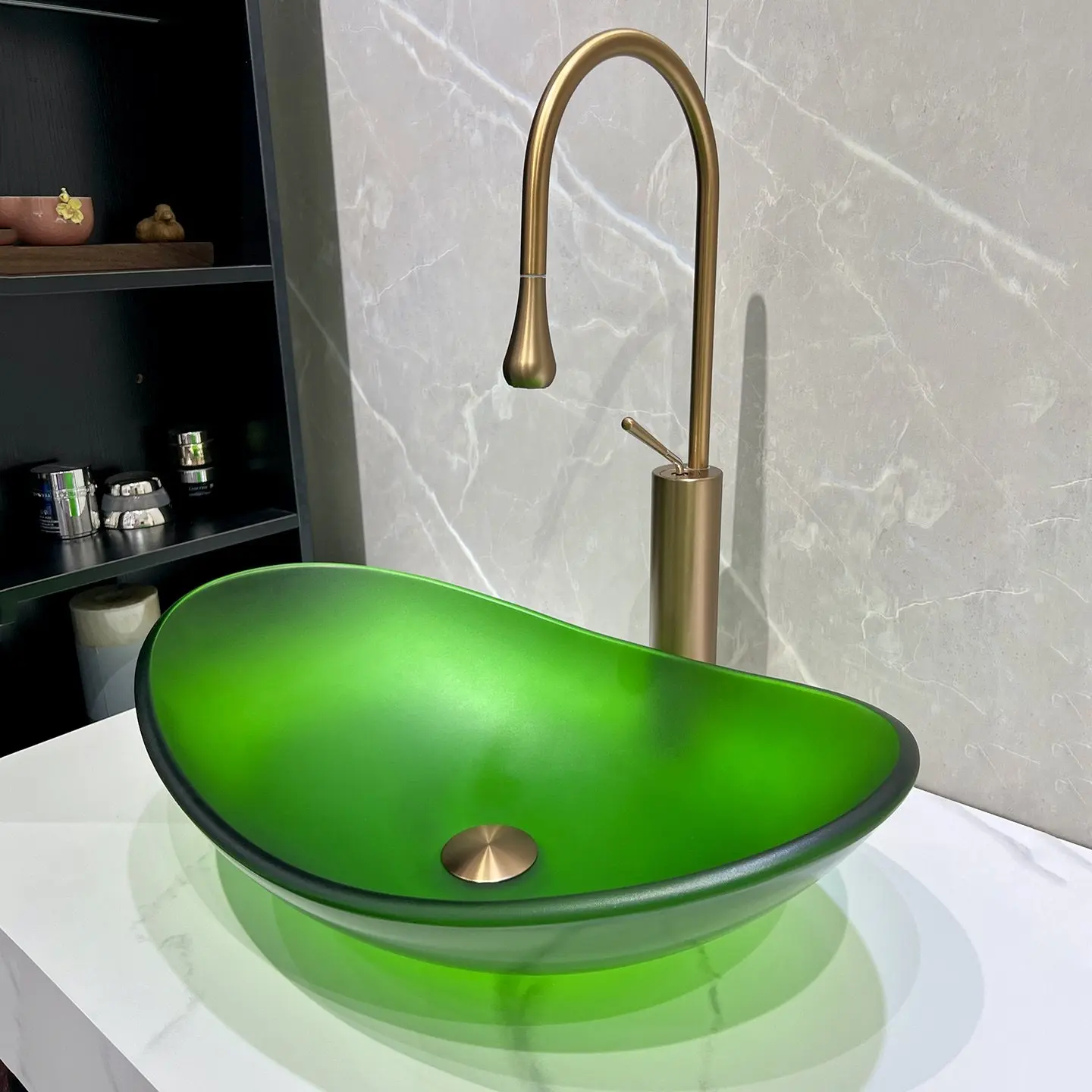 

Candy-colored Frosted Tempered Glass Vanity Basin Single Sink Minimalist Bathroom Basin For Home Use, Homestay, Hotels