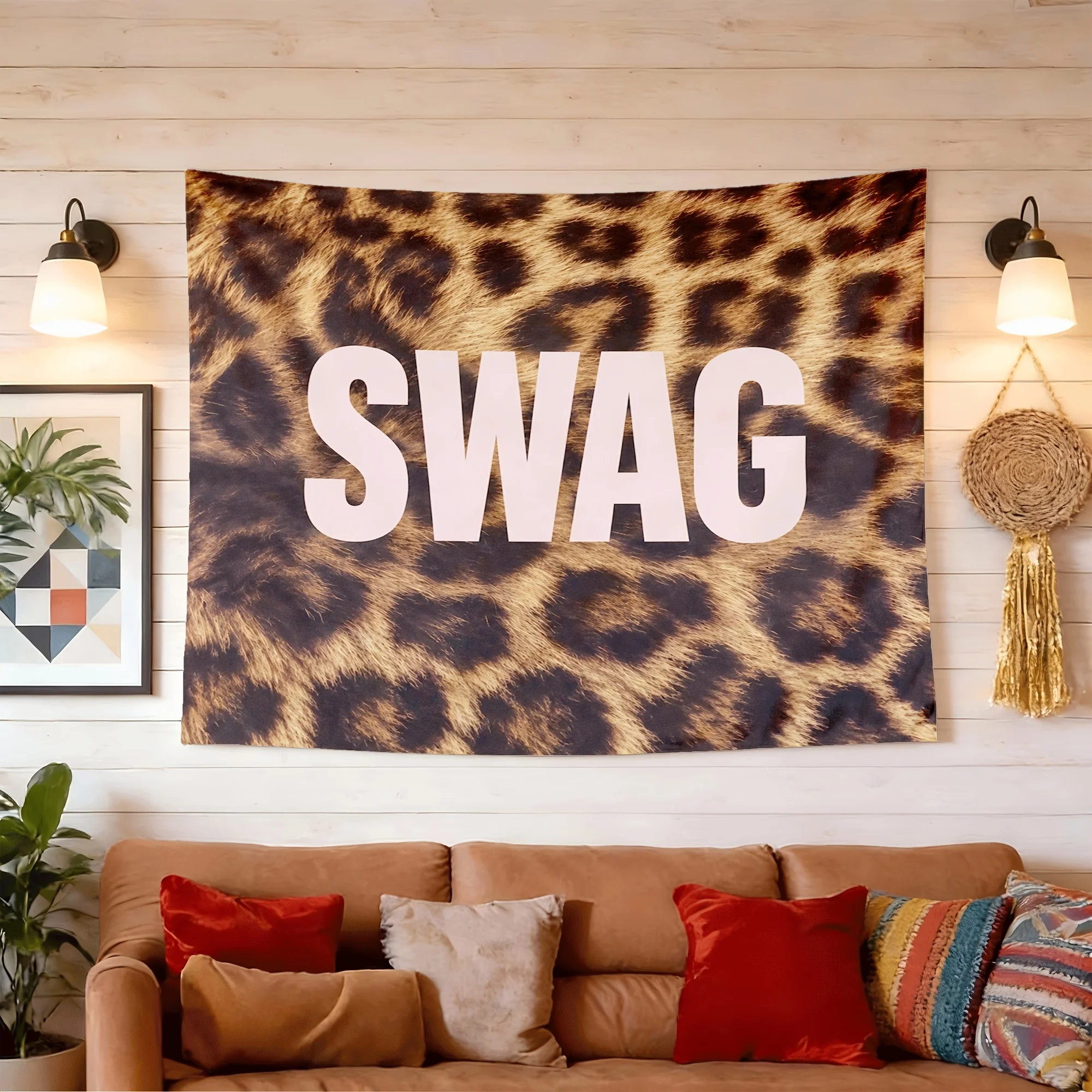 VIKAMA Leopard Print Swag Cool Tapestry American Retro Hip-Hop Style Printed Hanging Cloth Room Decoration