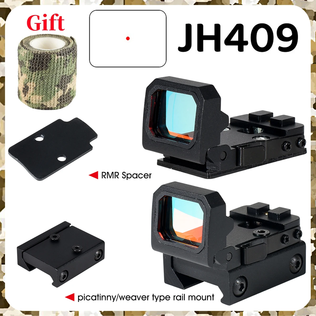 

Tactical Folding Flip Up Mini Red Dot Sight Holographic Reflex Sight RMR for Outdoor Hunting Glock Pistol W/20mm Rail Mounts