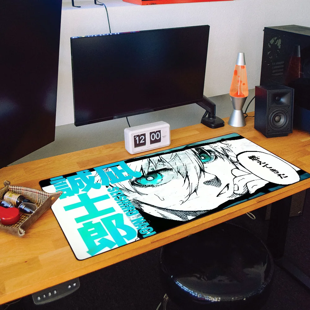 Mouse Pad Large Desk Mat Keyboard Ergonomic Office Blue Lock Nagi Seishiro Rubber PC Non-slip Anti-fray Home Custom