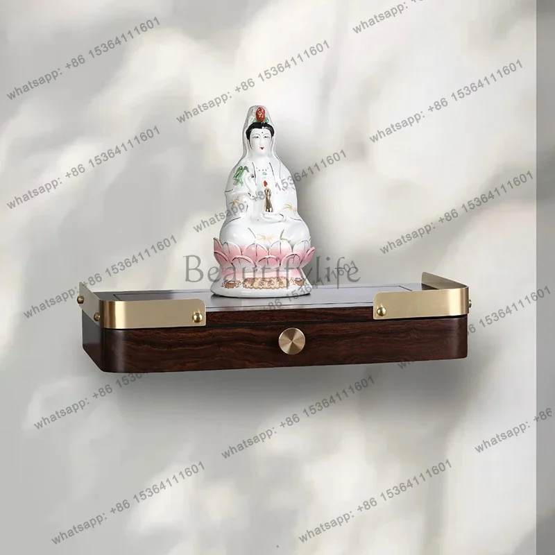 FG Solid Wood Small Buddha Shrine Wall-Mounted High-End Buddha Cabinet Guanyin Bodhisattva God of Wealth Guan Gong Altar