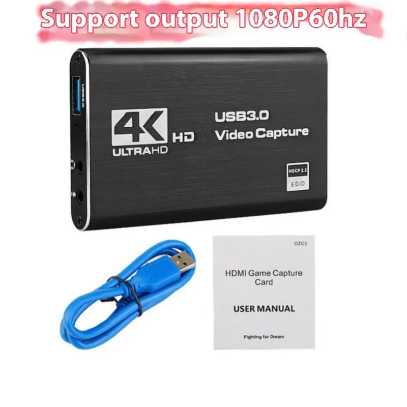 4K Video Capture Card 1080P 60fps HD Camera Recording Box HDMI-compatible to USB 3.0 PC Live Streaming Grabber Recorder