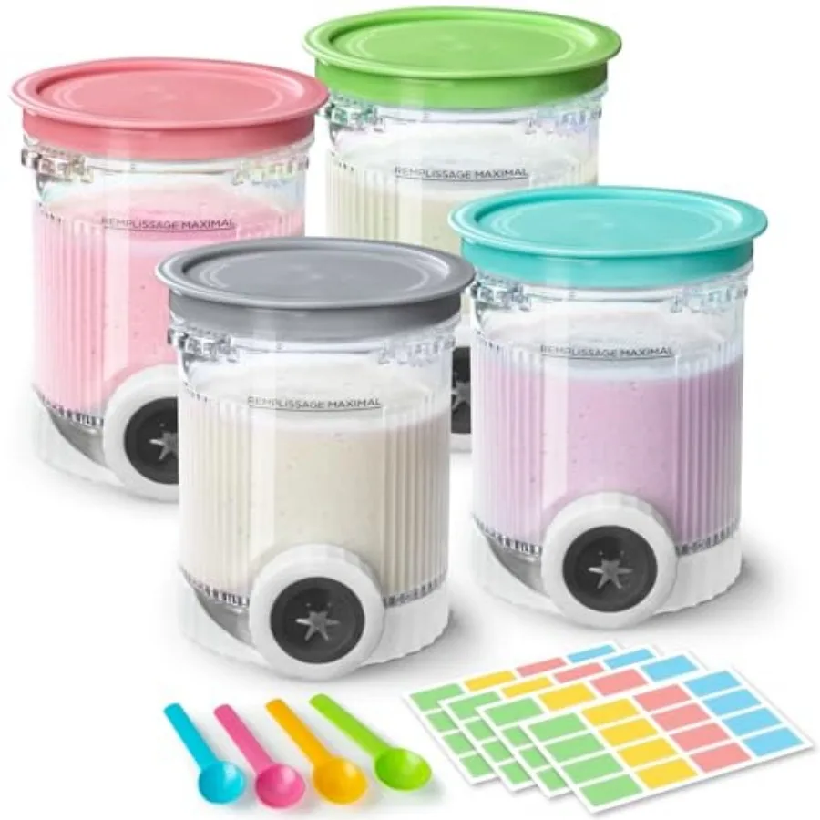 

4 Pack Creami Swirl Pints and Lids for Ninja, Compatible with NC700 Series Ninja Swirl Ice Cream and Soft Serve Makers, with 4