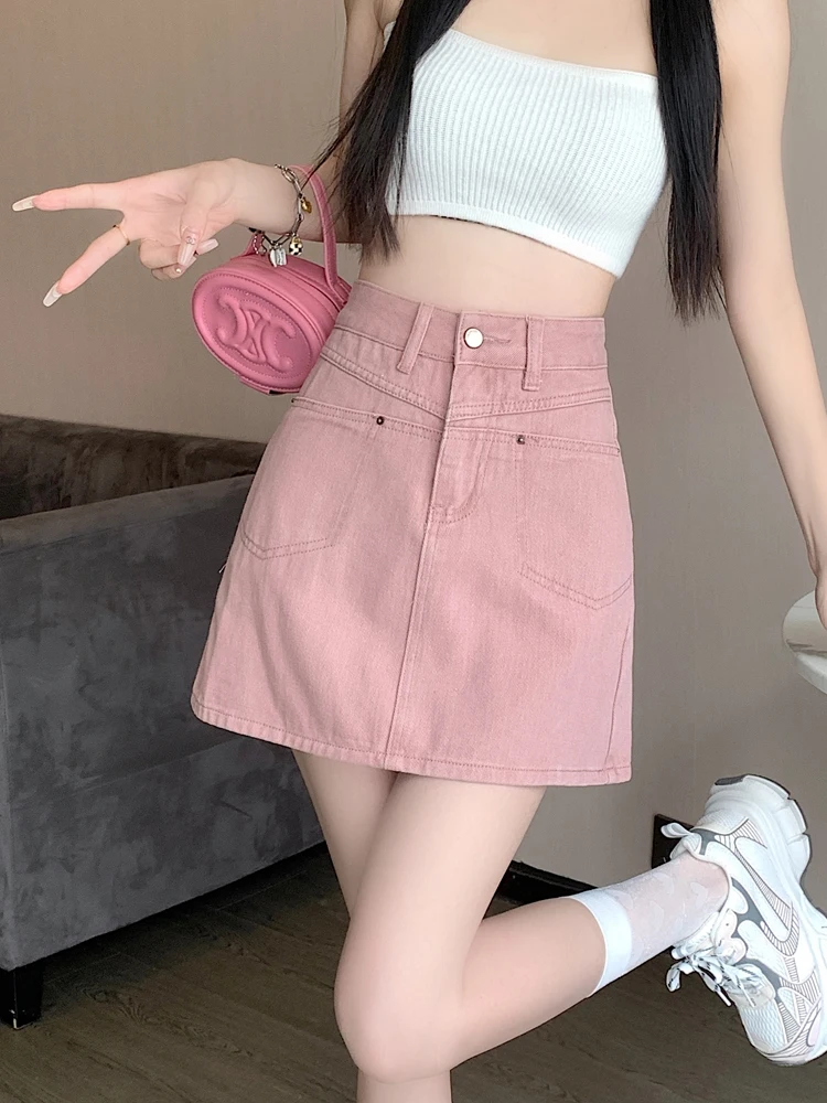 

High Waist A-Line Skirt Women's Denim Skirts Spring Autumn Faionable ort Skirts Prevent Exposure Body a