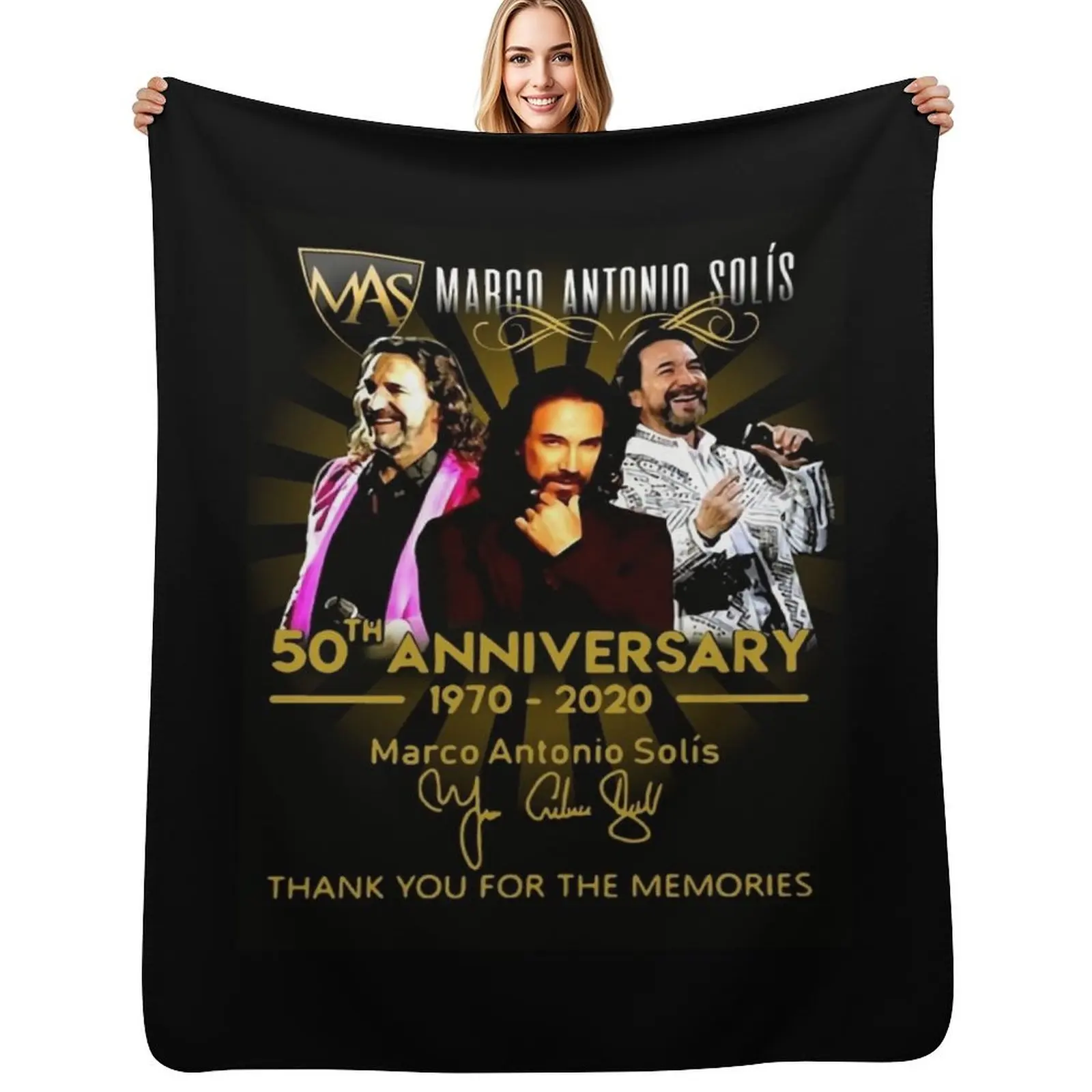 Marco Antonio Solis 50th Anniversary 1970 2020 Thank You for The Memories Throw Blanket Tourist bed plaid Blankets