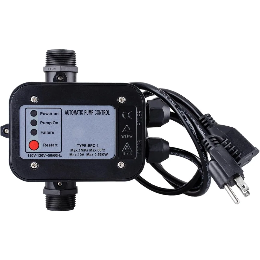 

Automatic Water Pump Pressure Controller Electronic Switch Adjustable 1.5-2.5 Bar Easy Plug and Play 110-120V for All Pump