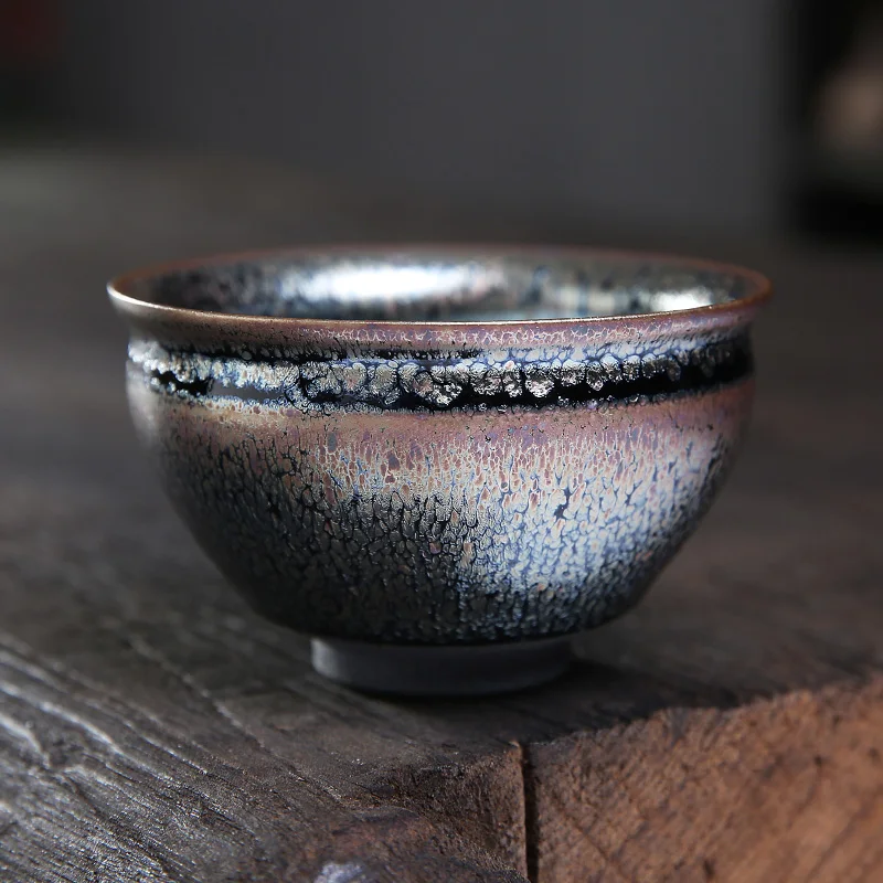 Jian Zhan Teacup Temmoku Glaze Jianzhan Tea Cup Tea Bowl Enameled Cast Supportable Tea Cup Cup