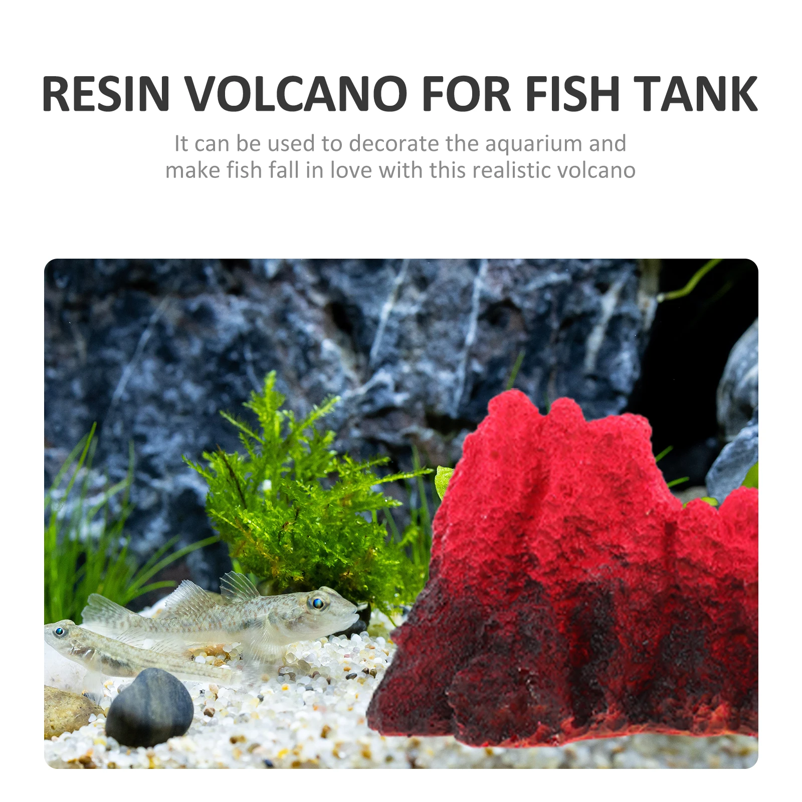 

Aquarium Artificial Decoration Landscaping Prop Lifelike Durable Safe For Ornament Fake Statue Simulation Resin Volcano Fish