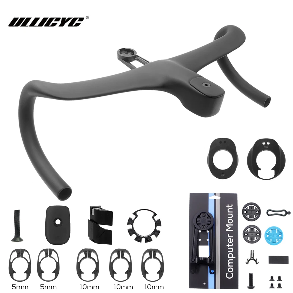 AliExpress ULLICYC T4 ULTRA Road Bike Full Carbon Fiber Internal Cable Integrated Bicycle Handlebar Cockpit For 360mm-380mm With Mount Spacers