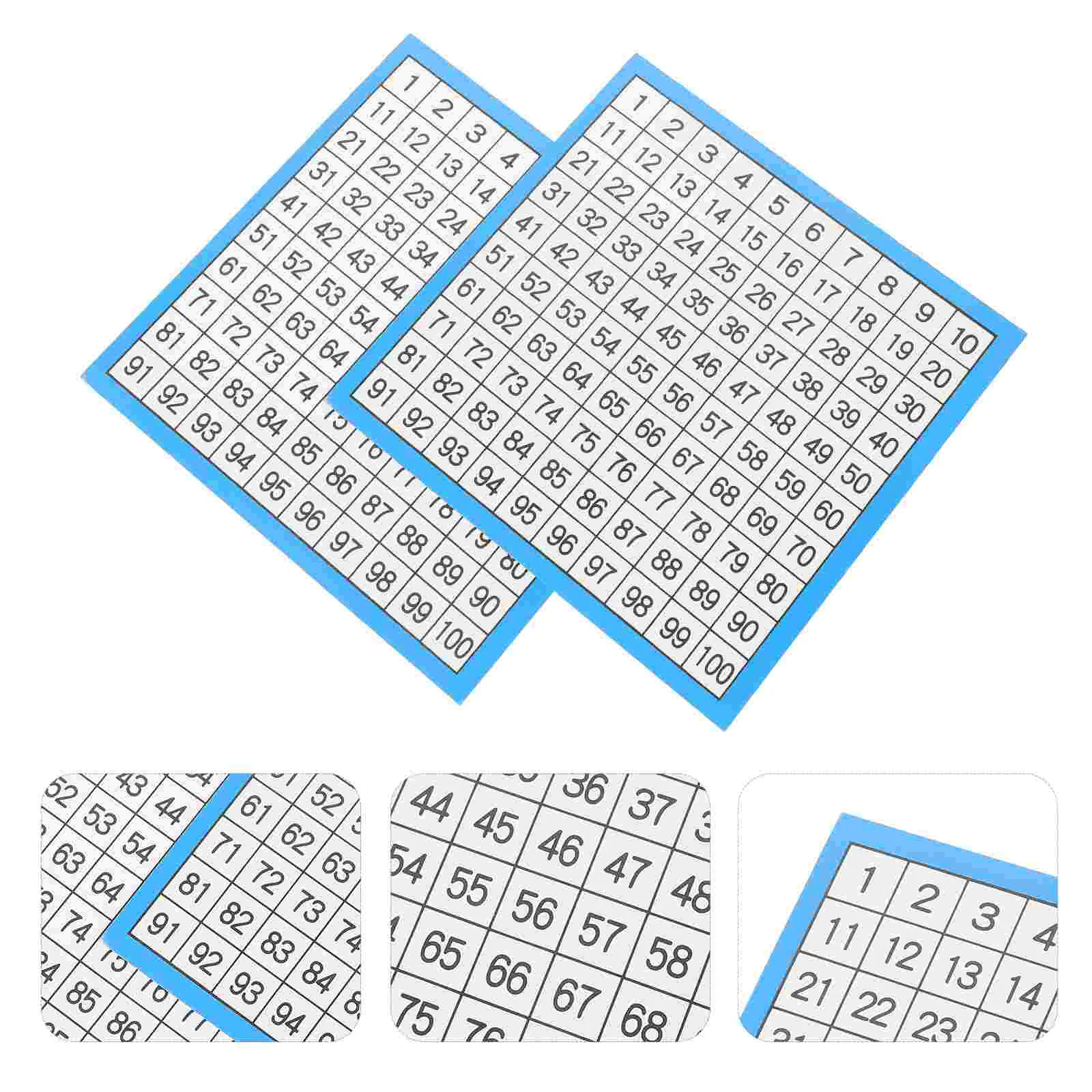 10 Sheets Board Number Chart Math Teaching Accessory Double Sided Education Supply Table 1-100 for Kids Child