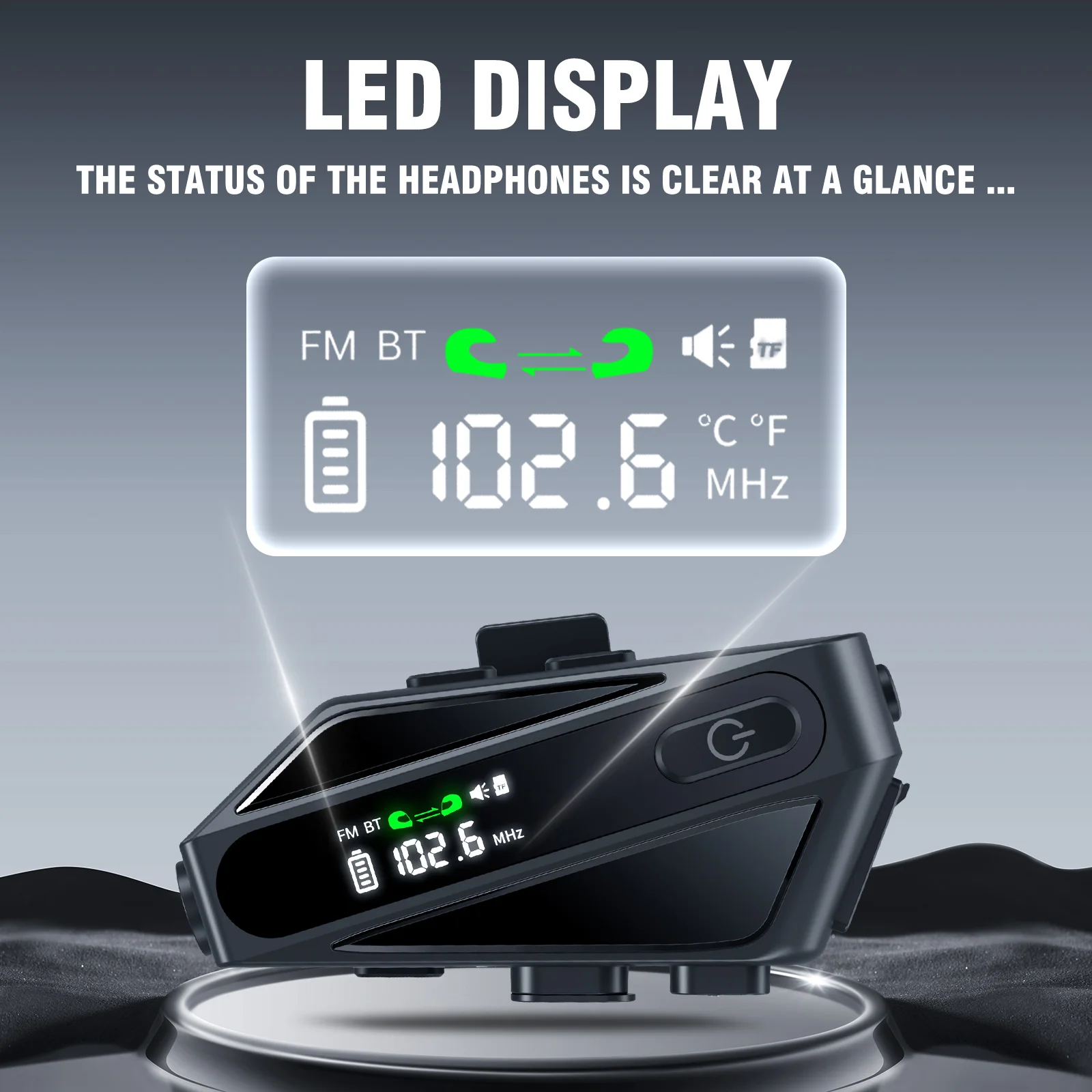 Picture 7: New C6 Motorcycle Helmet Bluetooth Intercom Headset IPX6 Waterproof Noise Reduction FM Radio Voice Assistant Wireless Headphones