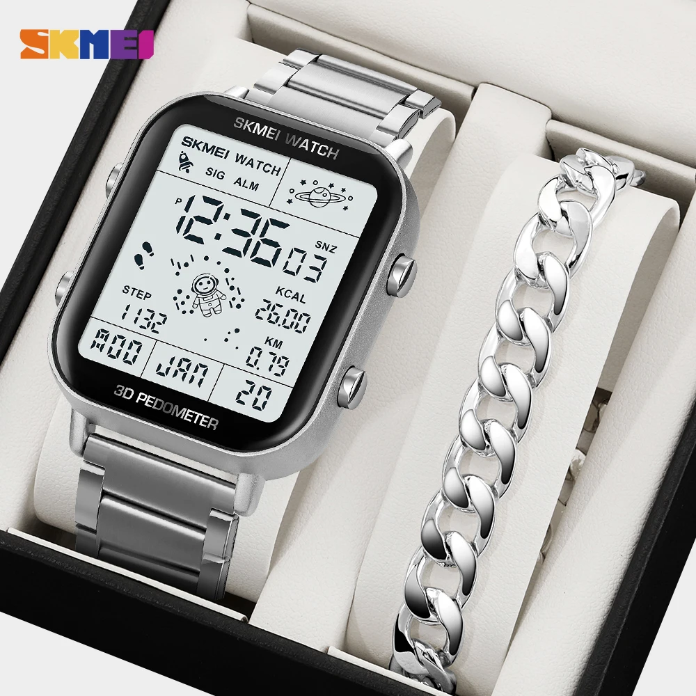 SKMEI Sport Pedometer Calorie Calculation Digital Watches Gifts Men Women Wristwatches and Bracelet Stopwatch Watch Reloj Hombre