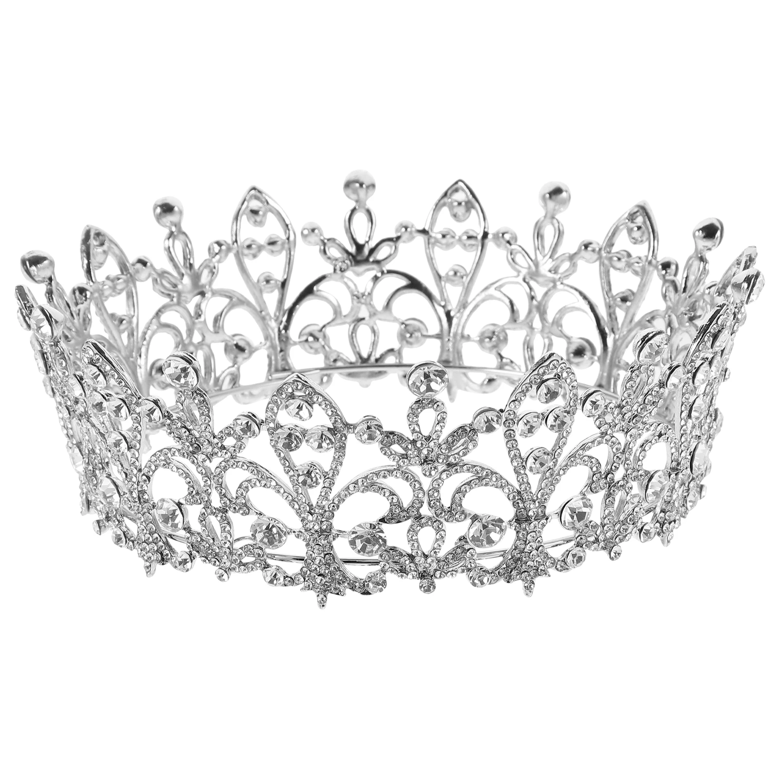 

Full Round Crown Women Extra Large Wedding Bride Rhinestone Headband Bridal Jewelry Hair Decor Durable Party Accessories Prom