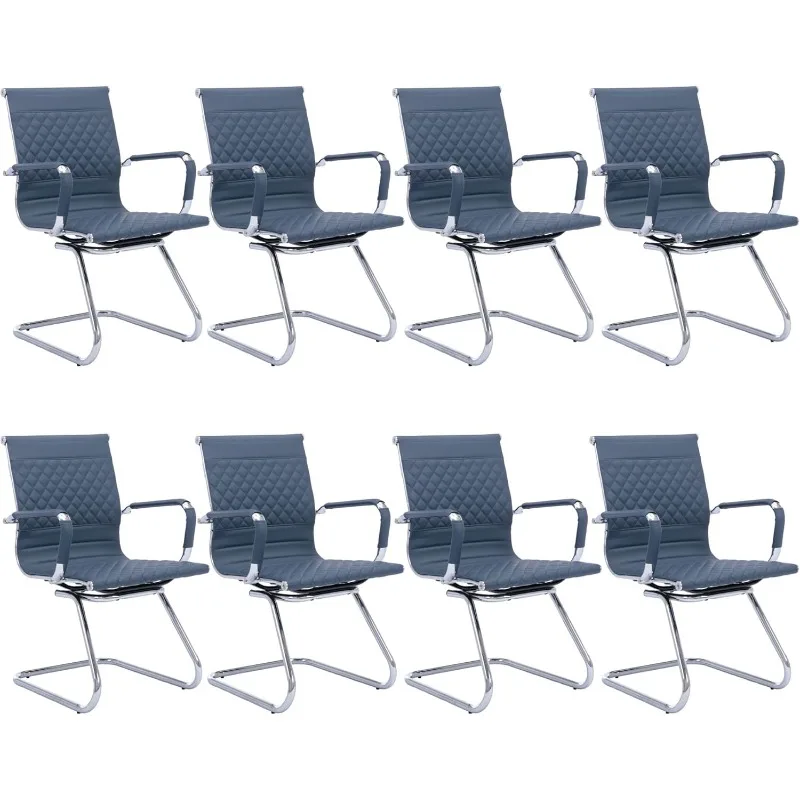 Office Guest Chairs Reception  Waiting Room Set of 8 Conference Room with Mid Back, Modern PU