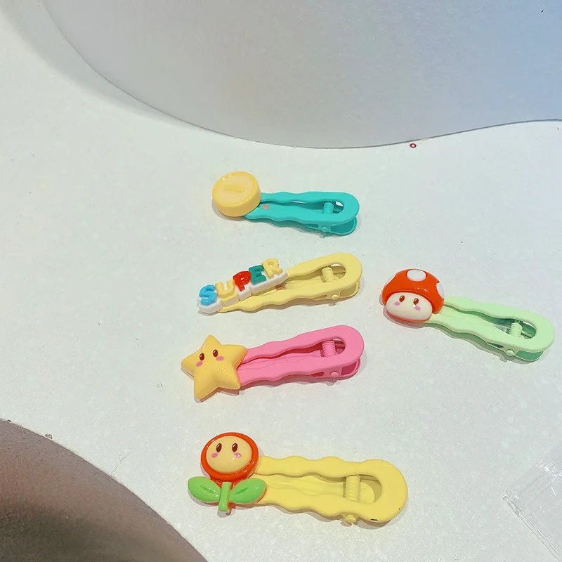 

5pcs/set The Marios Bros Cosplay Hair Accessories Cute Colorful Hairpins Anime Princess Hair Barrette Headdress Solid Hairpins