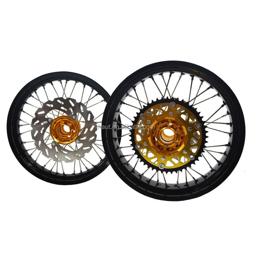 

Motorcycle Aluminum Spoke Wheels Supermoto Rims Set For RMZ250 RMZ450