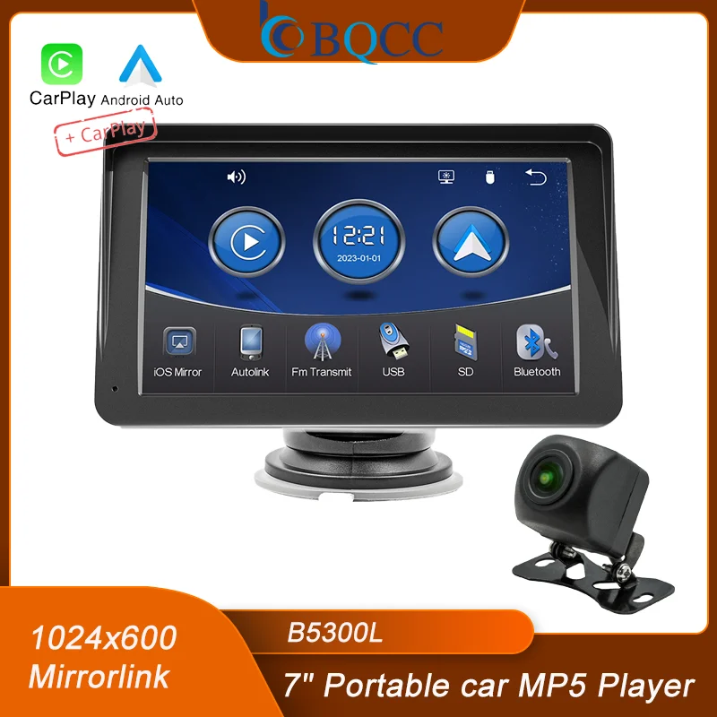 

BQCC B5300L 7" Portable car MP5 Player wireless Android AUTO CarPlay TF USB AUX Mirrorlink Car Stereo BT FM Car Radio