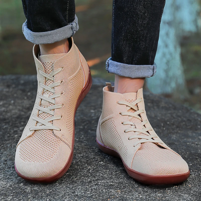 

Men's Wide Toe Shoes Men Mesh Breathable High Top Casual Sneakers Outdoor Cycling Sneakers Lightweight Barefoot Walking Shoes