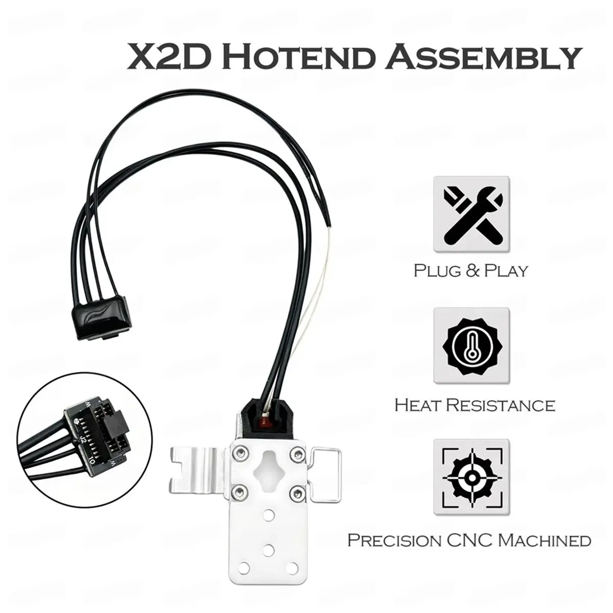 For X2D Hotend Heating Assembly, Ceramic Heating Block 300℃ High Temp Resistant
