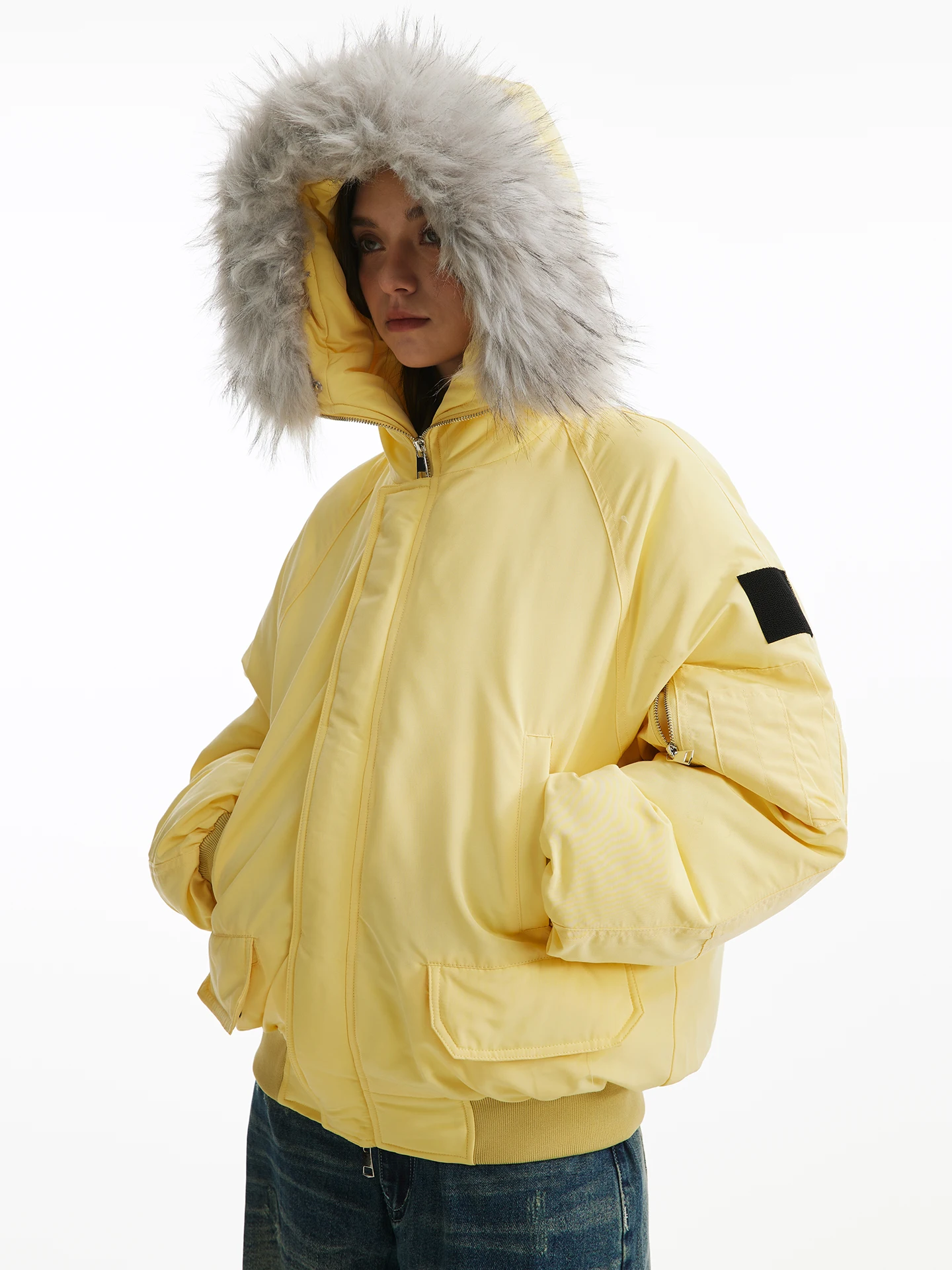 Men Women 2025 Winter New Fashion Retro Faux Fur Collar Hooded Thickened Parkas Warm Tooling Parkas Solid Color Hoodies Coats