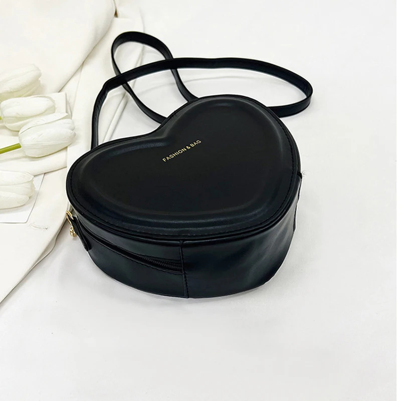Fashion Heart Shape Crossbody Bags For Women New Solid Color PU Leather Shoulder Bag Casual Ladies Handbags Designer Female Bags image 6