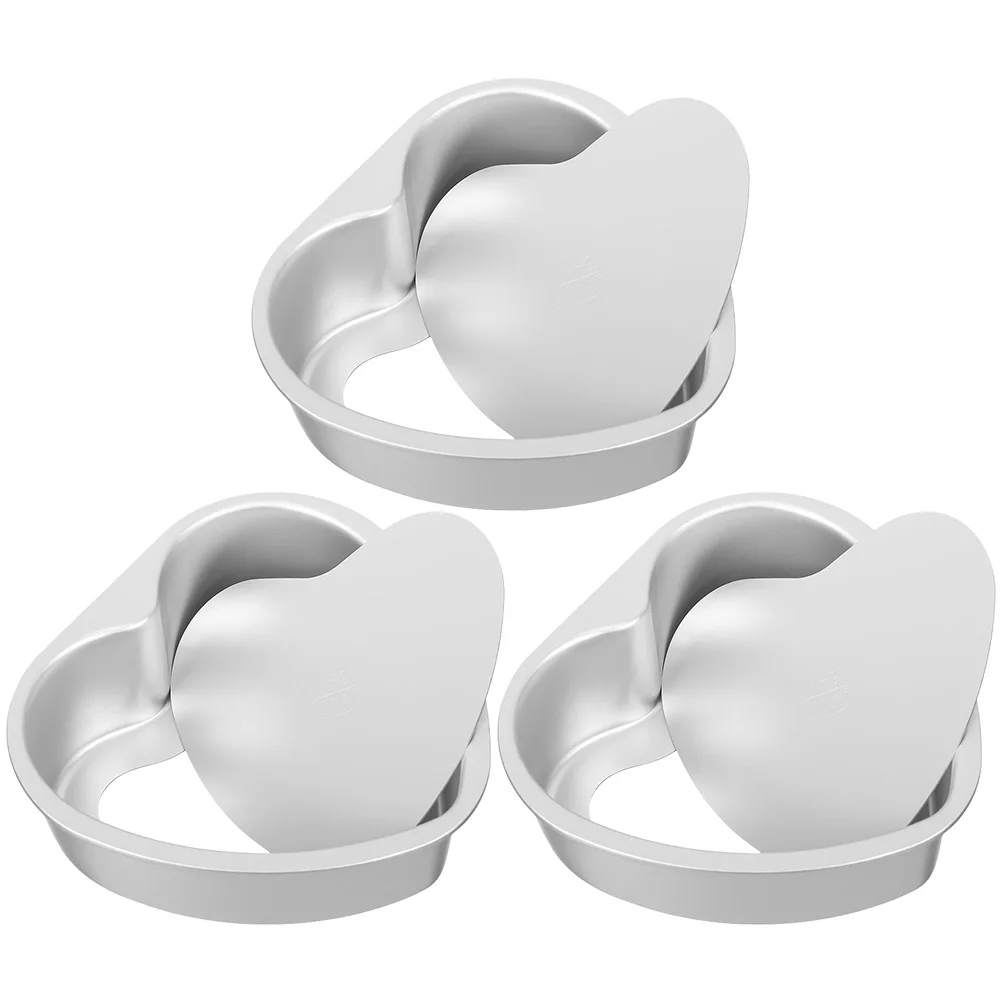 

3pcs Shaped Cake Mold Heart Cake Molds For Baking Aluminum Baking Pan 4 Inch Detachable Bottom Easy Clean Non stick Metal