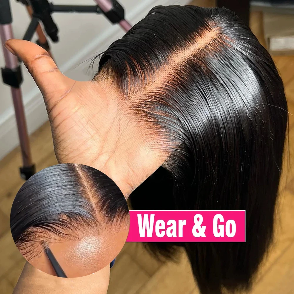 Ready To Go Glueless Wig Bone Straight 5x5 6×4Transparent Lace Closure Glueless Wig Human Hair Ready To Wear Pre plucked Wig