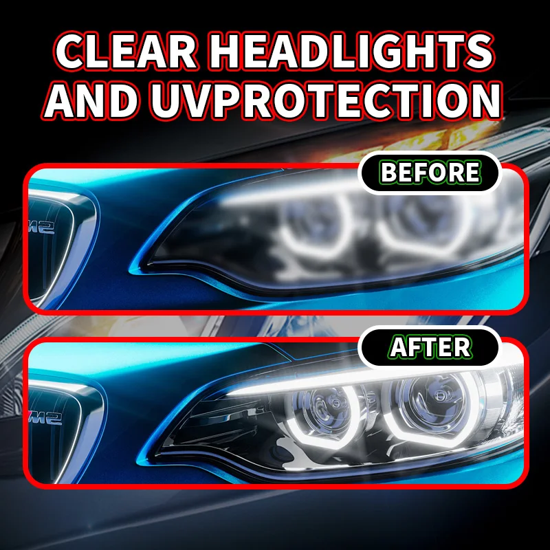 LEIBOO Car Headlight Restoration Polishing Kit 800ML Headlights Restoration Liquid Car Headlamp Renovation Repair Clean Kit Tool image 5