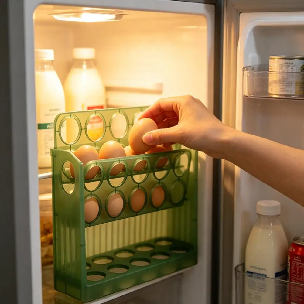 Egg Tray Three Layer Egg Storage Box Organizer Rack Container Automatic Flip Special Egg Storage Kitchen Accessories ﻿