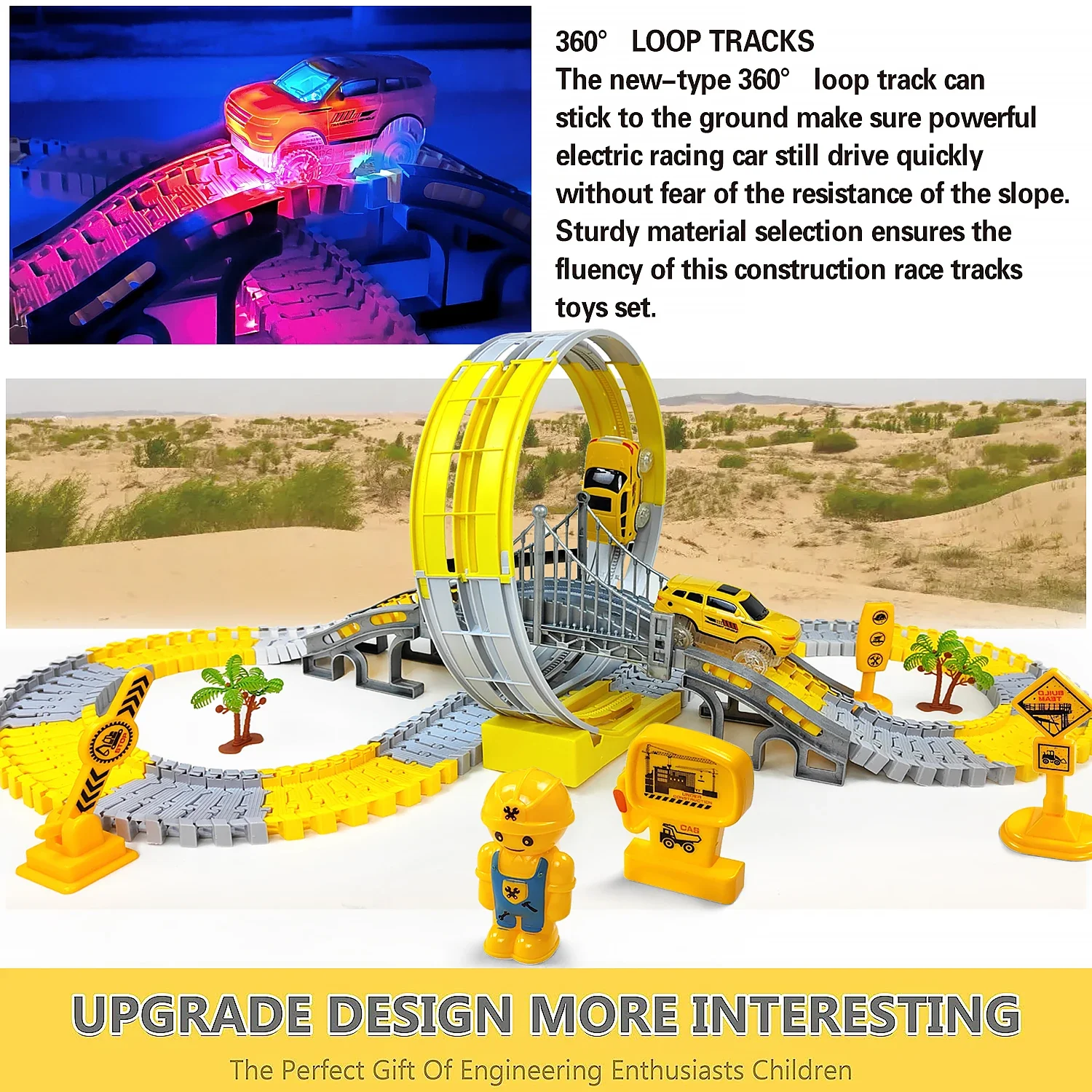 Flexible Railway Racing Play Game Track Rail Car Toys Engineering Car Kids Educational Toys Train for Children Birthday Gift