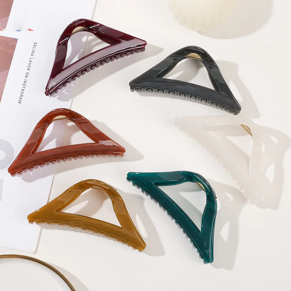 Solid Large Hair Claw Elegant Acrylic Hairpins Hollow Barrette Crab Hair Clip Ponytail For Women Girls Headwear Hair Accessories