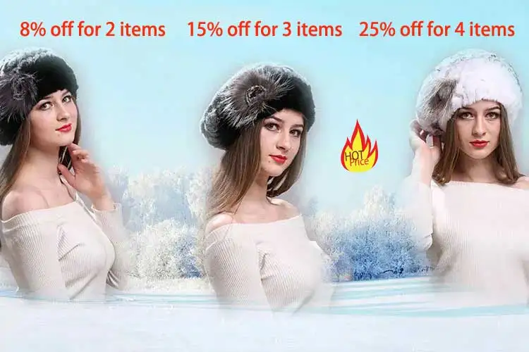 Berets für Frauen Echte Kaninchen Pelz Hut Winter Kausalen Warme Gestrickte Kappe Für Mädchen Weibliche Mode Im Freien Große Damen Volumen Hüte – Detail 2