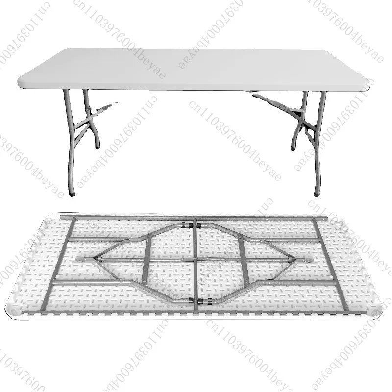 6ft 8ft White Rectangular Outdoor Folding Table Plastic Foldable in Half Table Chairs Folding Option Available