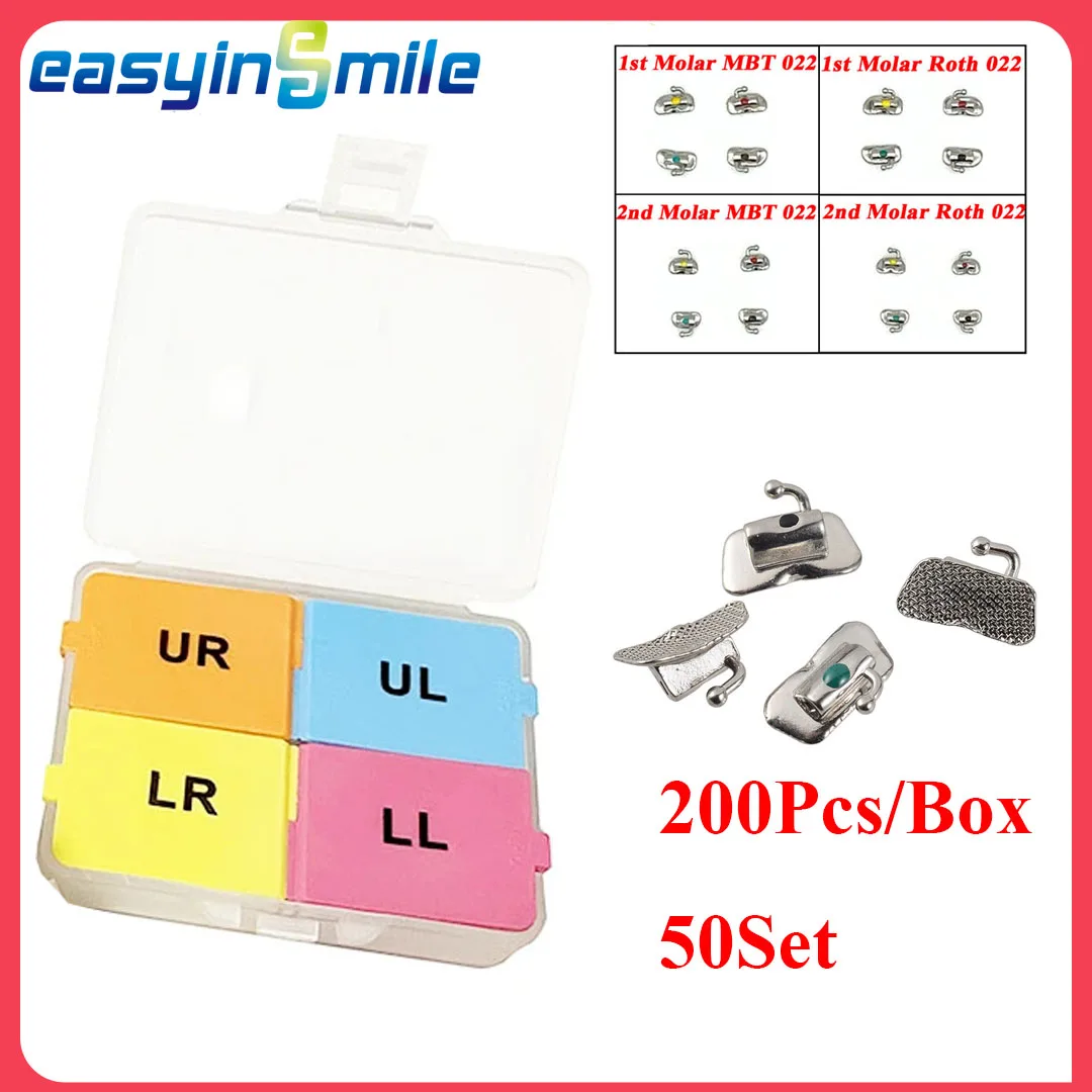 Dental Orthodontic 1st/2nd Molar Bondable Monoblock Non-Convertible Single Roth / MBT 0.022/0.018 Buccal Tube Easyinsmile