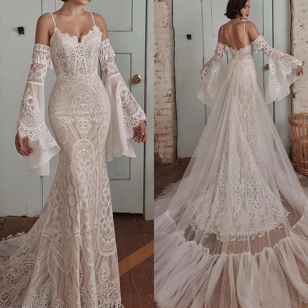 Princess Hollow Out Wedding Dresses Removable Sleeves Bridal Gowns Custom Made Sweetheart Appliques Tassel Vestido de novia