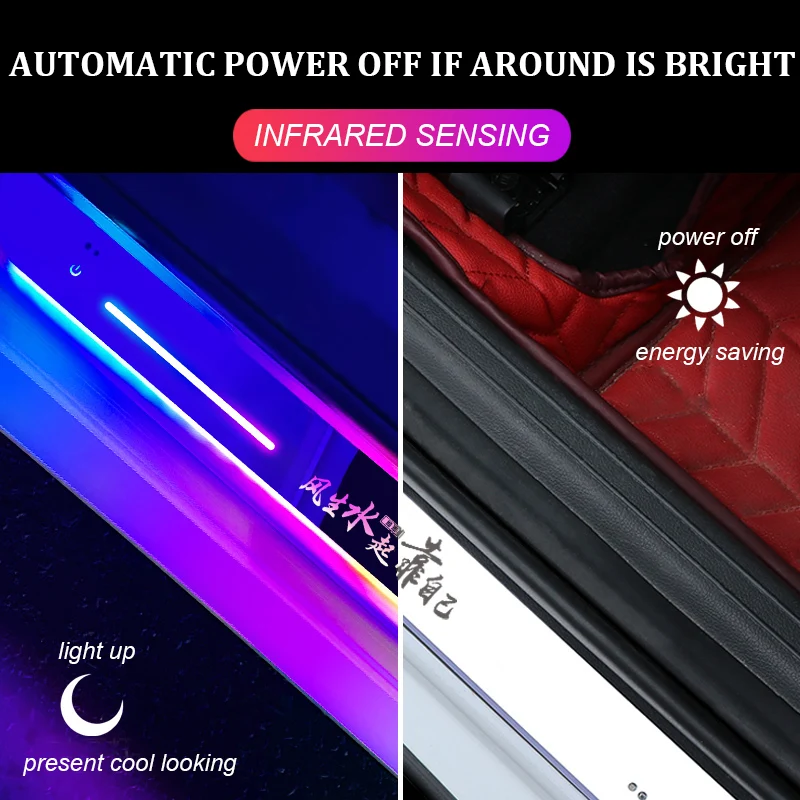 Oplaadbare Instaplijsten Licht Auto Interieur Sfeer Lamp Led Rgb Welkom Pedaal Aangepaste Logo Auto Stijl Accessoire Decor Gift