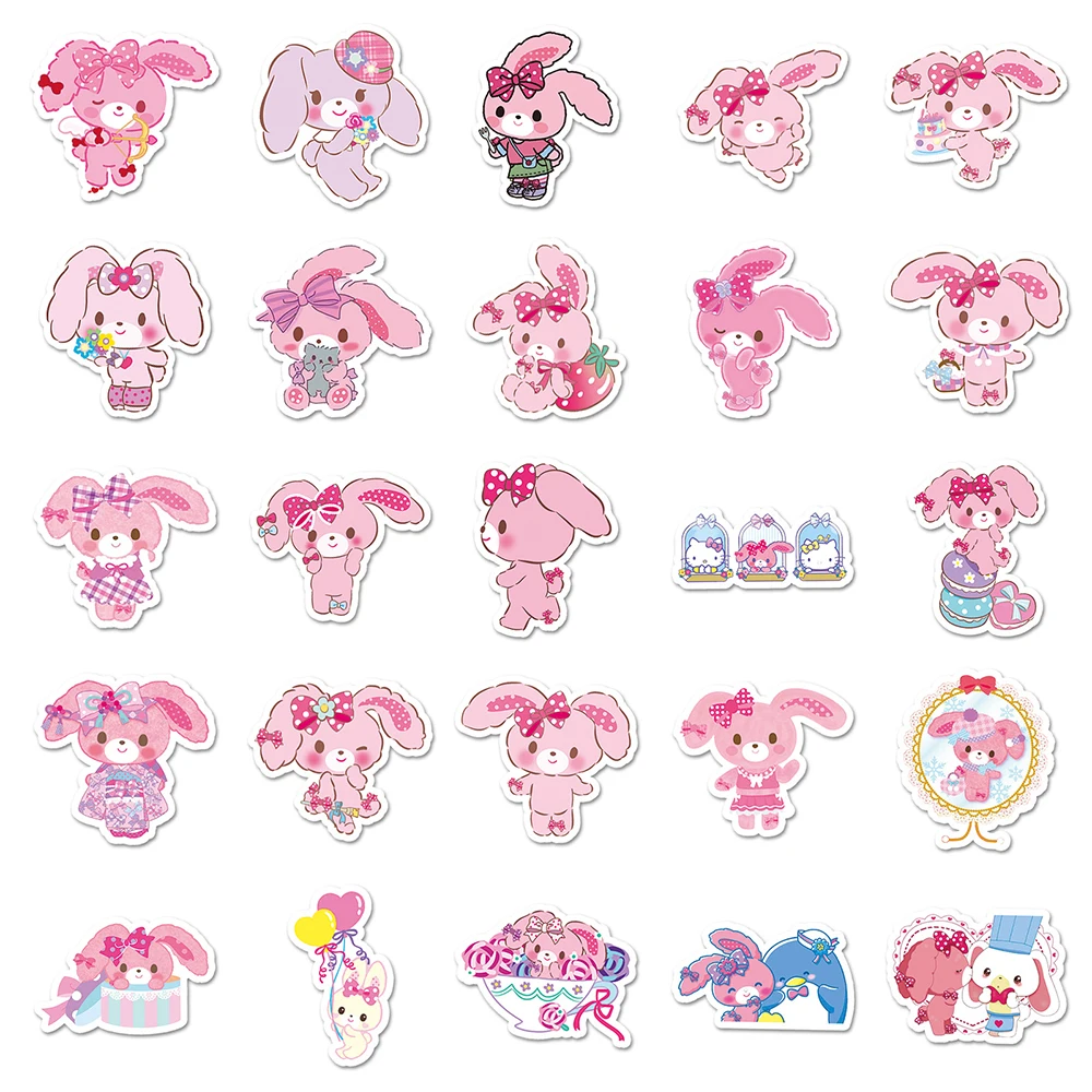 10/30/50pcs Cute Sanrio Bonbonribbon Cartoon Stickers Kawaii Pink Anime Rabbit Decals Water Bottle Phone Laptop Sticker Kids Toy
