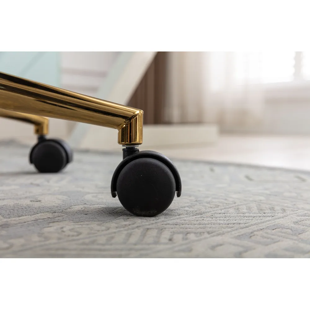 مادة قماش تيدي حديثة ارتفاع قابل للتعديل كرسي مكتب منزلي دوار 360 درجة مع أرجل معدنية ذهبية وعجلة عالمية #6