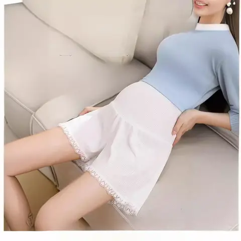 얇은 아이스 실크 임산부 안전 바지, 눈부심 방지, 통기성 및 루즈핏, 베이스 숏으로 외부 착용 가능, 여름