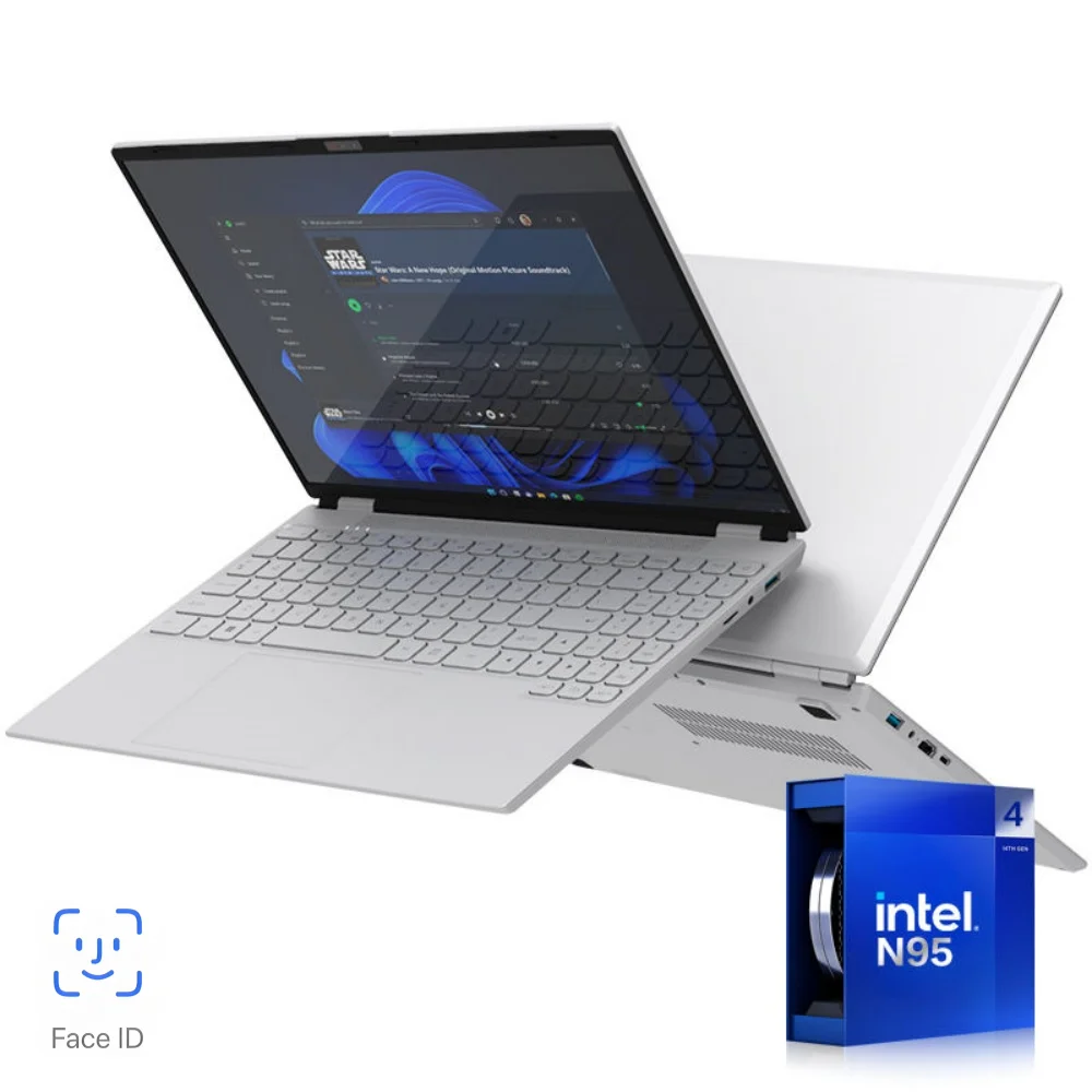 Face ID 16-inch IPS Display Windows 11 Pro Intel N95 Quad-Core Business Notebook 8GB/16GB/32GB RAM SSD Storage