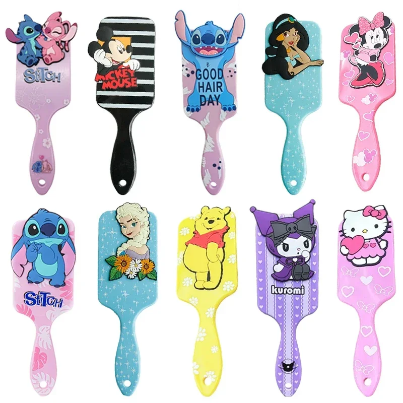 Disney Sanrio Air Cushion Massage Combs Miniso Stitch Mickey Cute Cartoon Comb Hair Brush Hairdressing Tool Women Girl Kids Gift