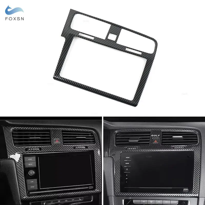 

LHD Car Navigation Air Condition Outlet Panel Cover ABS Carbon Fiber Texture Trim Frame For VW Golf 7 VII MK7 7.5 2014-2019