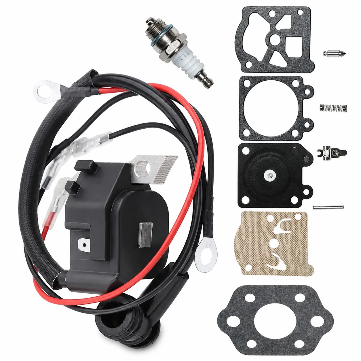 Ignition Coil Kit + Spark Plug + Gasket + Carb Repair Kit For Stihl MS250 MS230 MS210 025 023 021 Replace WT-286 Chainsaw Parts
