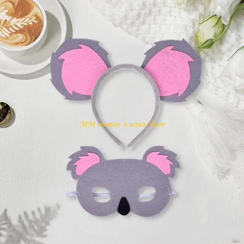 Q39C Children Koala Costume with Animal Mask and Headband for Kid Boy Girl Cosplay
