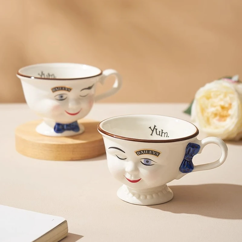 

Cartoon Simple Ceramic Couple Coffee Cup, Breakfast Milk Juice Cup Home Office Afternoon Tea Cup Mug Christmas, Birthday Gift