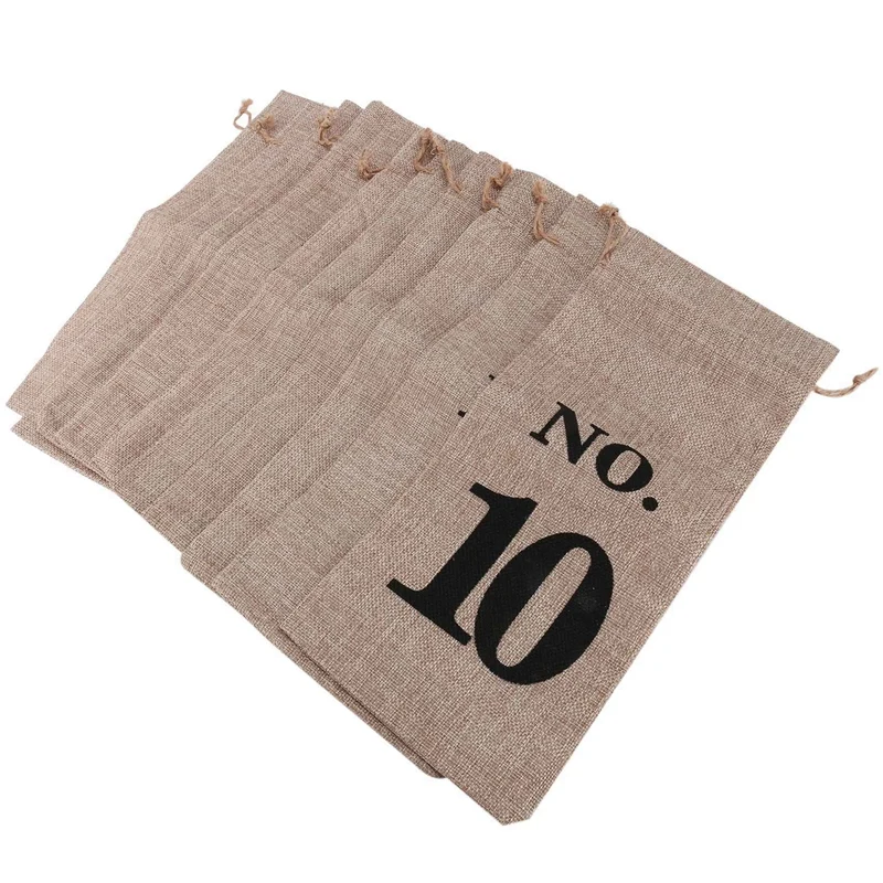 Hot 20Pcs Jute Wine Bags, 14 X 6 1/4 Inches Hessian Numbered Wine Bottle Gift Bags With Drawstring For Blind Wine Tasting