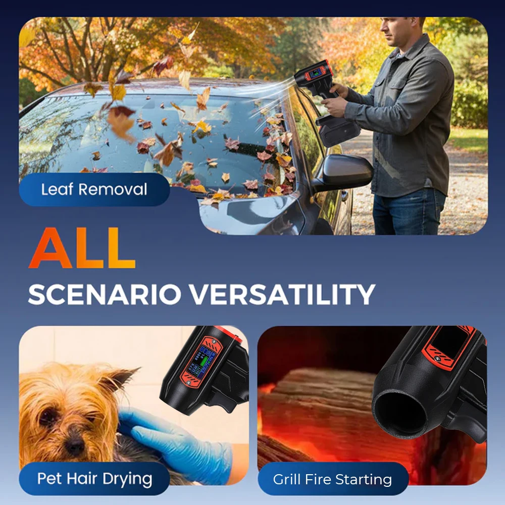 يده سيارة العنيفة منفاخ 70 مللي متر توربو جت مروحة الكهربائية إزالة الثلوج مجفف مع 2000 جرام ماكس التوجه شاشة عرض رقمية #4